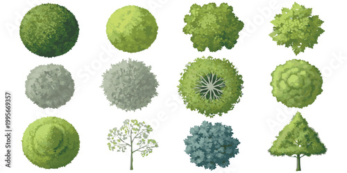 Set of top view trees for landscape design and architecture plans