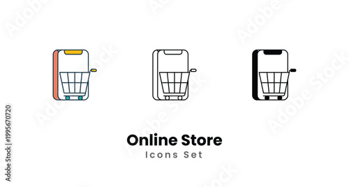 Online Store icons vector set stock illustration