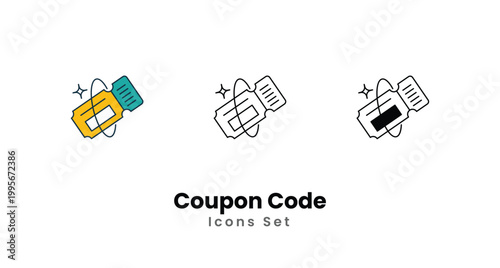 Coupon Code icons vector set stock illustration