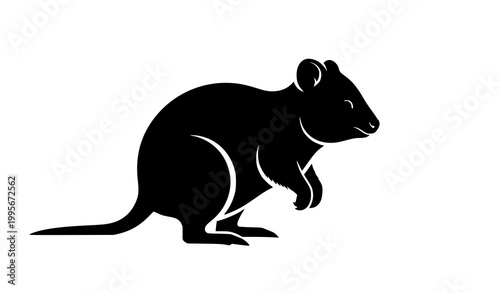Side view quokka silhouette vector art isolated on white background for Australian wildlife and nature conservation concept