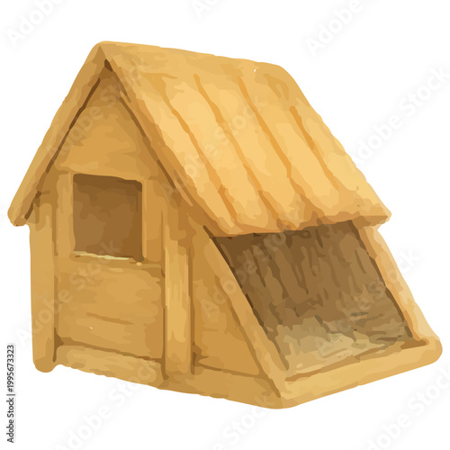 Chicken Coop Wooden Shelter Icon for Poultry Farming, Hen House, Backyard Chicken Housing