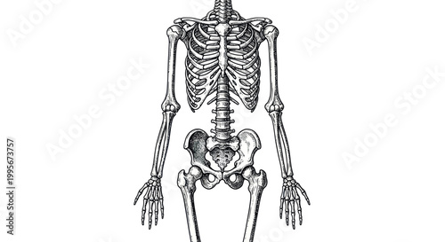 Vintage Human Skeleton Anatomy Illustration