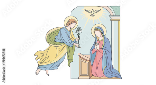 Annunciation of Mary with Angel Gabriel and Holy Spirit Dove