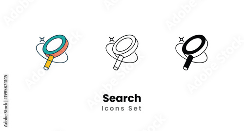 Search icons vector set stock illustration
