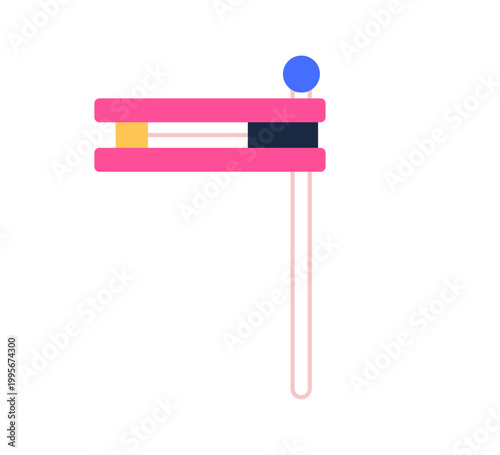 Gragger, Purim festival rattle. Festive noise maker for Jewish holiday celebration. Traditional ratchet accessory, sound grogger, noisemaker. Flat vector illustration isolated on white background