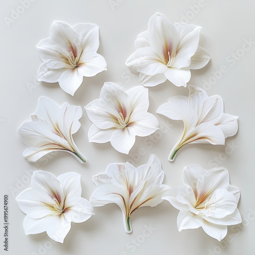 Sticker Design of White Amarylils Flower