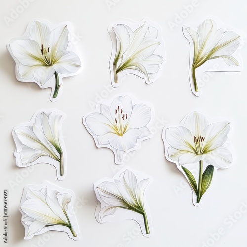 Sticker Design of White Amarylils Flower