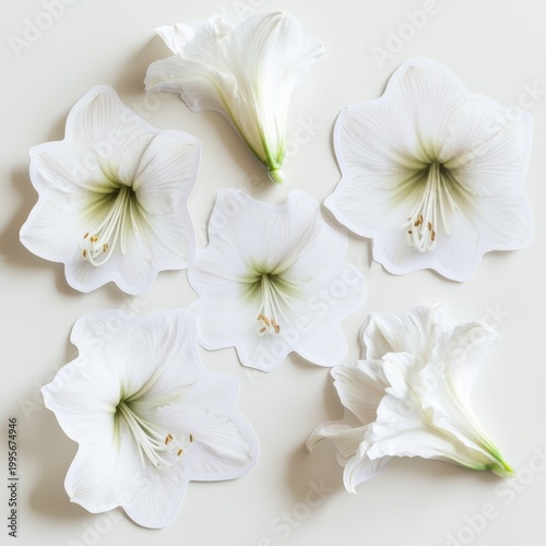 Sticker Design of White Amarylils Flower