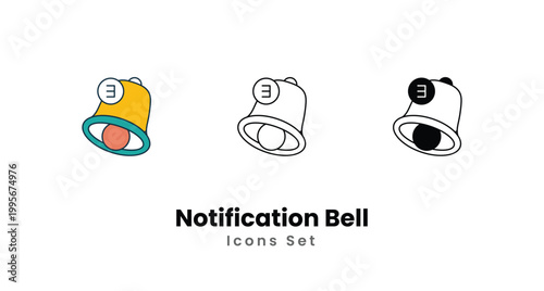 Notification Bell icons vector set stock illustration