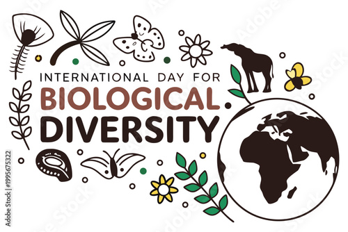 International Day for Biological Diversity Vector Art, Ecosystem and Wildlife Protection Concept
