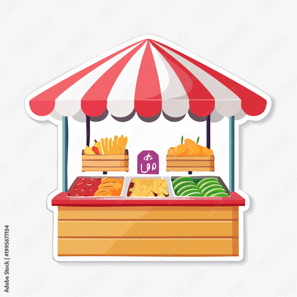 Obraz premium Illustration of a colorful fruit and vegetable stall