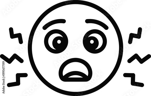 Worried face emoji a black and white line drawing representing anxiety and stress