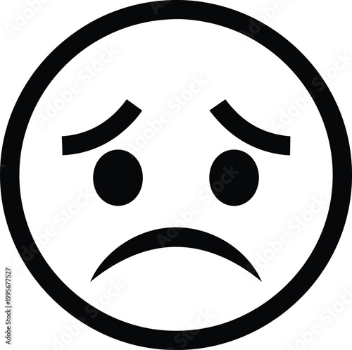 Simple black and white sad face icon a minimalist representation of disappointment and negative emotion