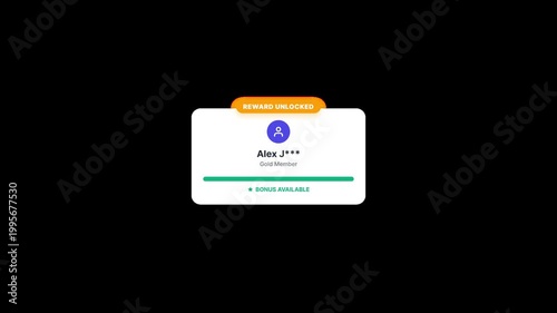 Customer loyalty card with reward unlocked in transparent interface