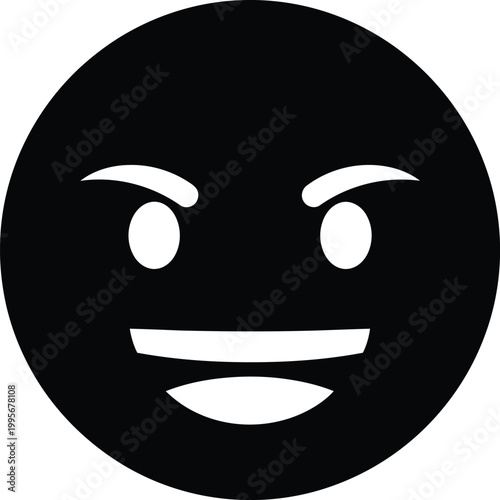 A stark black and white depiction of an angry face emoji conveying frustration and negative emotion in a simple design