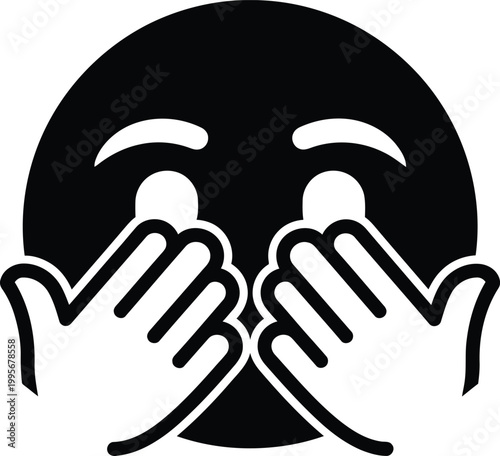 Black and white illustration of the 'see no evil' monkey a classic symbol of wisdom and silence