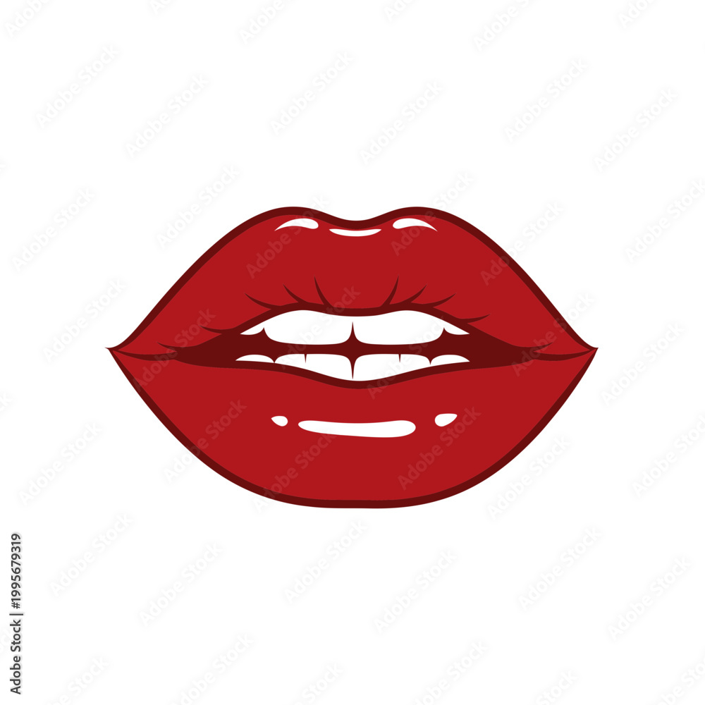 Fototapeta premium Glossy Red Lips with White Teeth