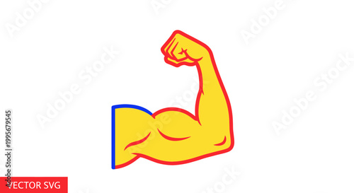 Strong Bicep Flexing Arm Icon, Symbol of Strength, Power, Fitness, Health, Motivation