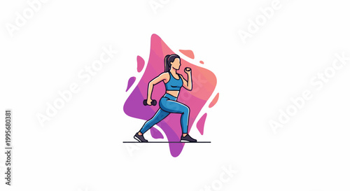 Woman in athletic wear performing lunges with dumbbells