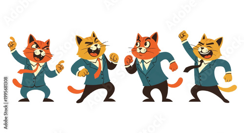 Cartoon cats in business attire vector illustration