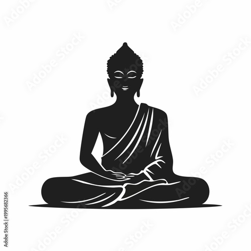 Silhouette of Buddha meditating in lotus position