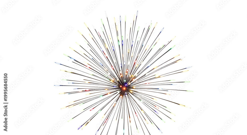 Obraz premium Vibrant Lines Radiate from Colorful Center on a transparent background
