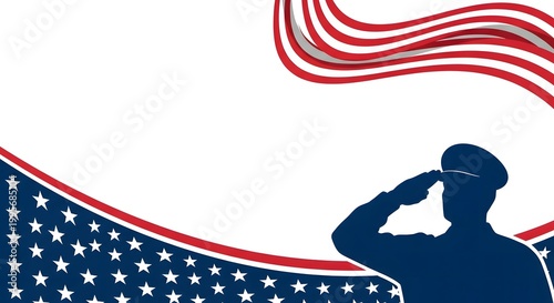 Soldier Saluting American Flag Memorial Day Patriotic Background