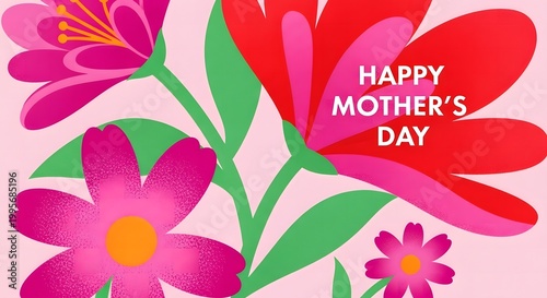 Happy Mother’s Day Floral Background with Colorful Flower Illustration