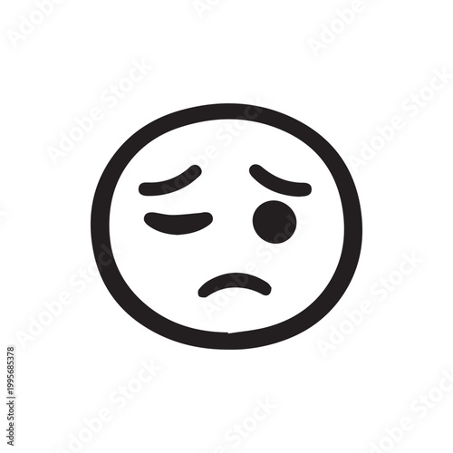Tablou pe pânză Slightly sad and winking face expressing skepticism or mild disapproval