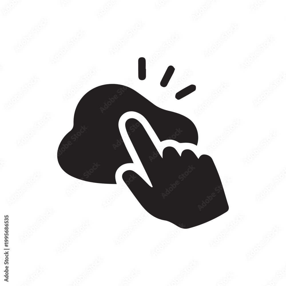 Fototapeta premium Interactive cloud tap icon showcasing digital data storage and network processing
