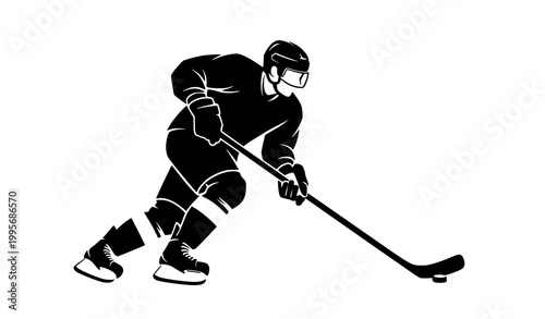 Photography Dynamic ice hockey player silhouette vector illustration skating action pose iso