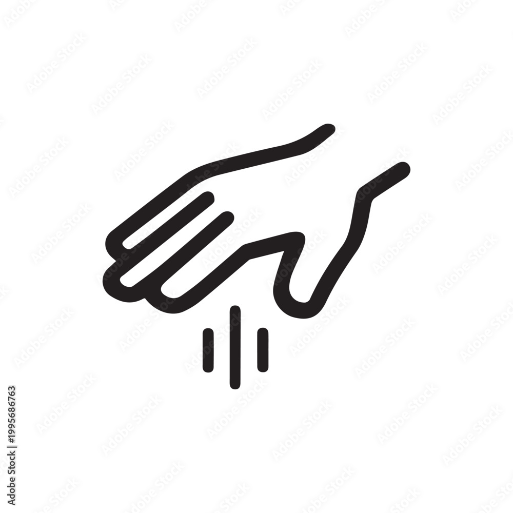 Obraz premium Hand pouring or dropping small particles an essential minimalist line art icon