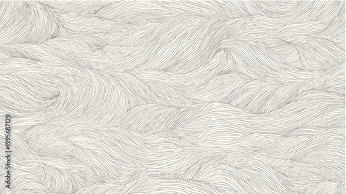 Grey flowing lines creating abstract ocean waves, perfect for a coloring book. Japanese seamless wave pattern coloring page background