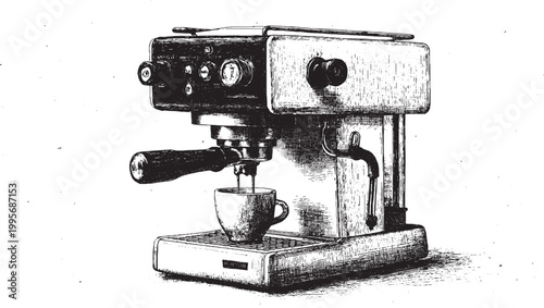 A vector illustration of an espresso and coffee machine. This vector illustration can be used in any size you like for advertising, logos, posters, flyers, and other work.