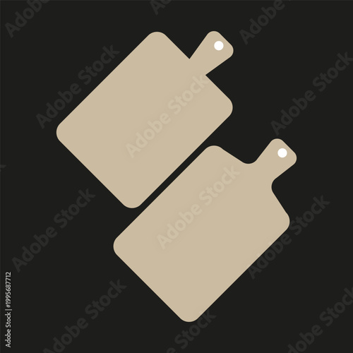 A minimalist Vector illustration presenting a modern set of beige kitchen cutting boards, essential tools for culinary preparation.