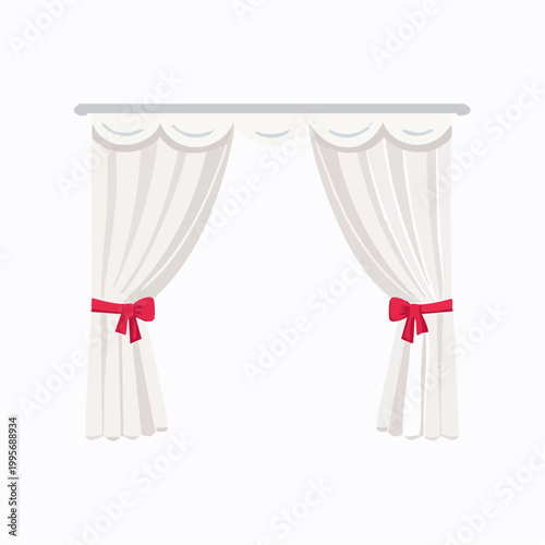 White Curtains with Red Bows