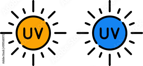 Sun UV Rays Symbol for Ultraviolet Radiation Warning