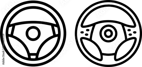 Car Steering Wheel Icon Set for Automotive Design