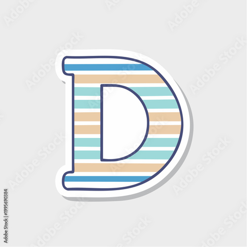 Letter D with Blue and Beige Stripes
