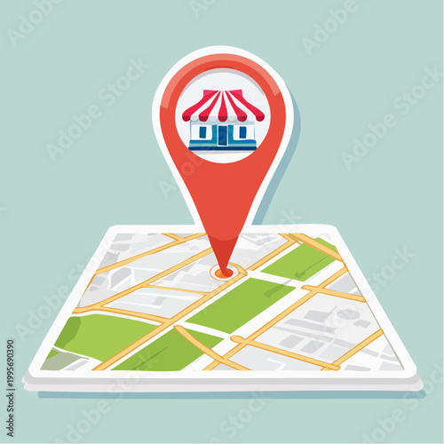 Location Pin with Store Icon on Map