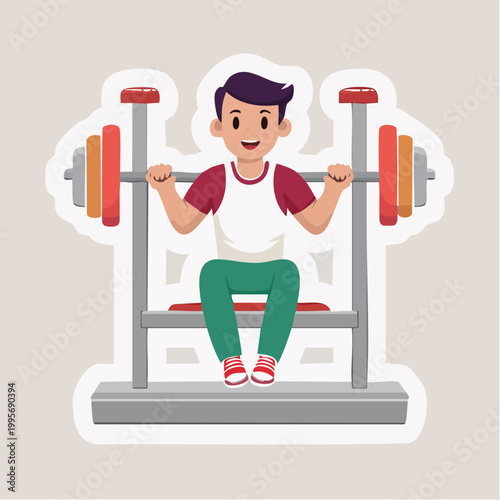 Man doing bench press exercise with barbell