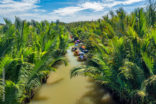 Aerial view, tourists from Thailand, Korea, America and Japan are relax and e...