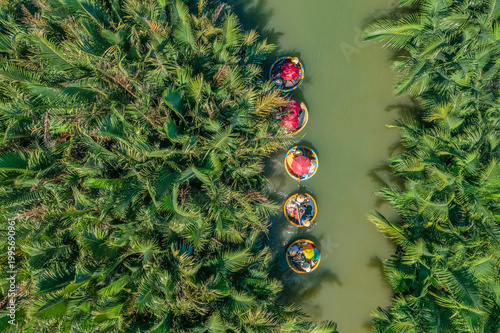 Aerial view, tourists from Thailand, Korea, America and Japan are relax and e...