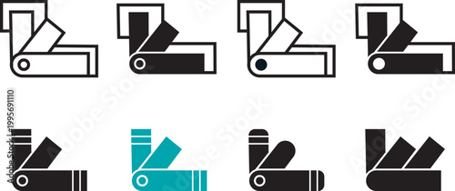 High-quality colorful swatch book icons for designers, versatile graphics for paint selection, color matching, and digital art projects