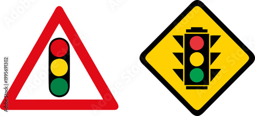 Traffic Light Warning Road Sign Illustration