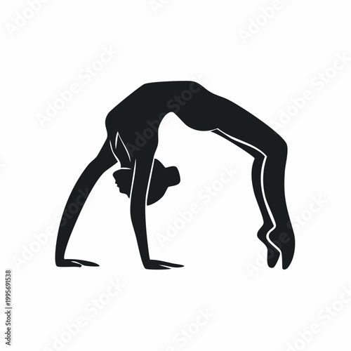 Silhouette of a gymnast performing a bridge pose