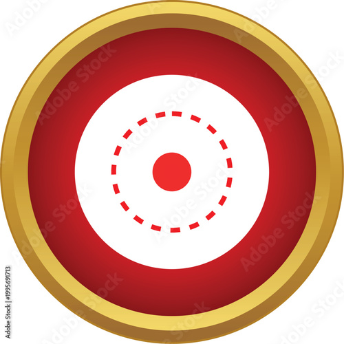 Round target symbol with a red center point and dashed line