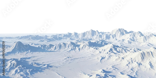Panoramic view of snowy mountain peaks under a clear bright sky