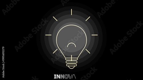 Minimalist Line Art Light Bulb Animation with 