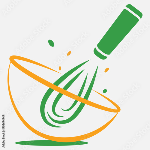 Baking with wire whisk logo on white background